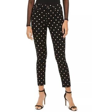 7 Seven for all mankind Black Copper Gold Metallic Polka-Dot Skinny Jeans Jen7 6